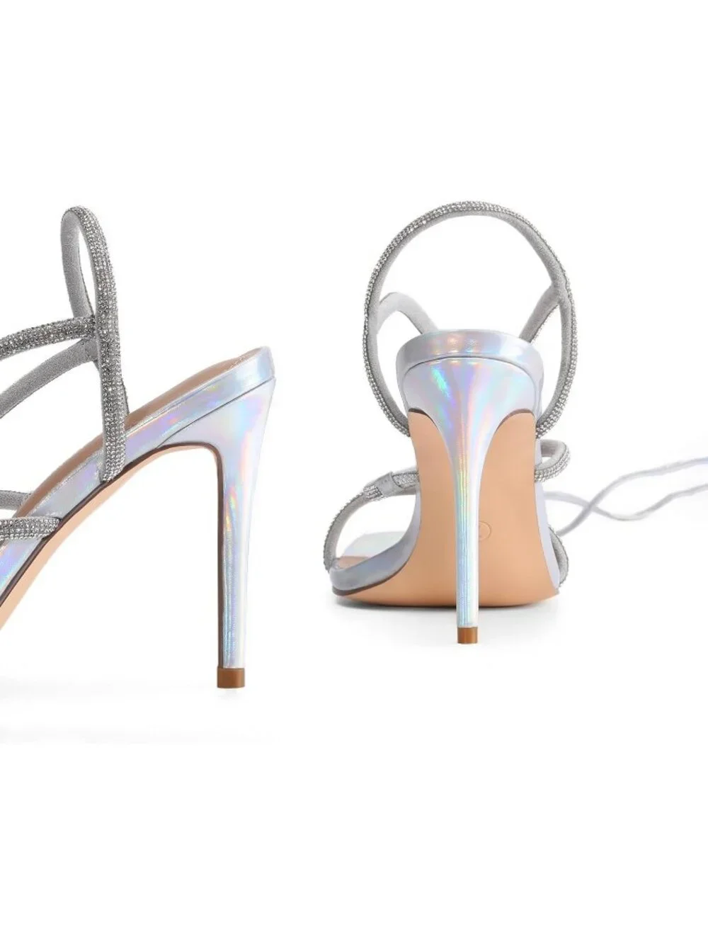 Women's Silver Strappy Stilettos Gladiator Sexy Square Toe Open Toe Pump Sandals